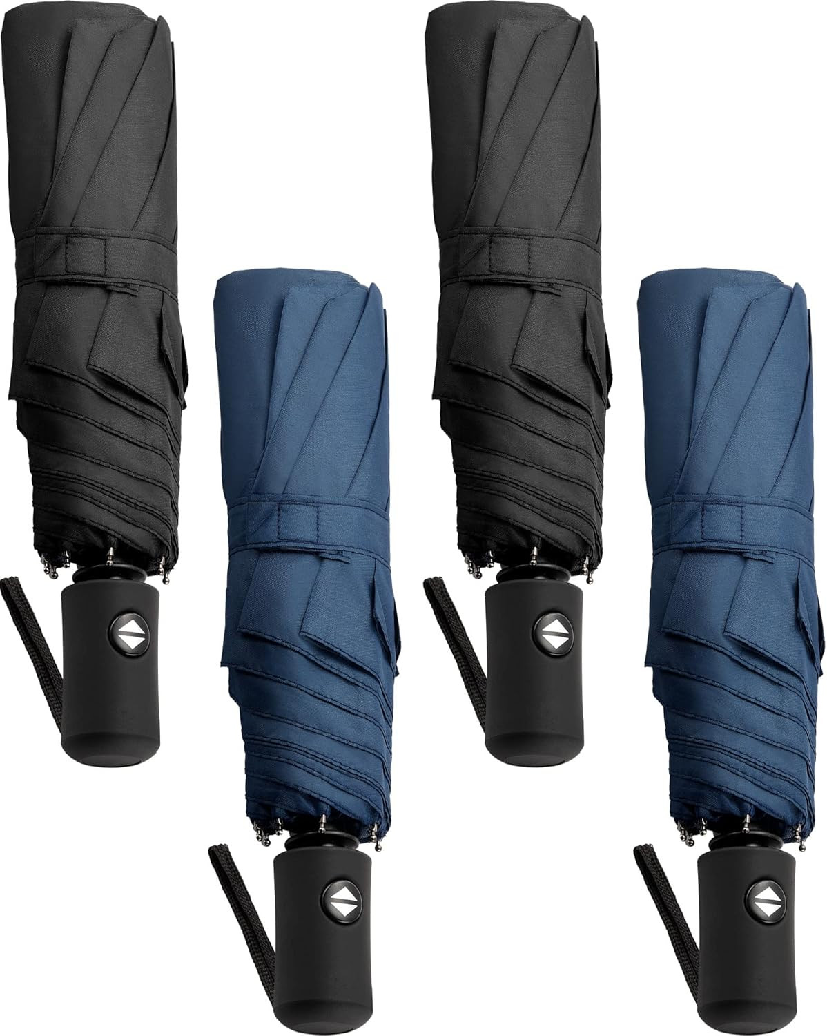 4Pc Windproof Travel Umbrellas | Folding Auto Open/Close Compact Rain Gear