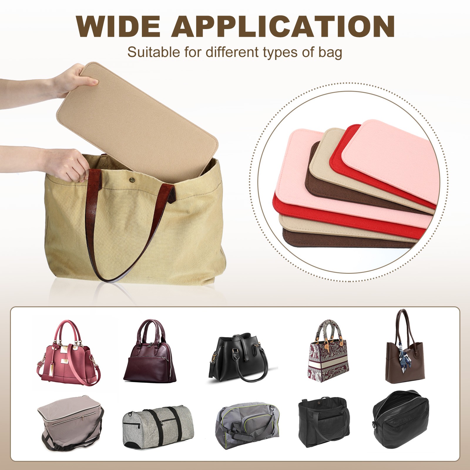 14x5 Inch Felt Base Shaper Bag Bottom Shaper Pad Purse Liner Light Beige