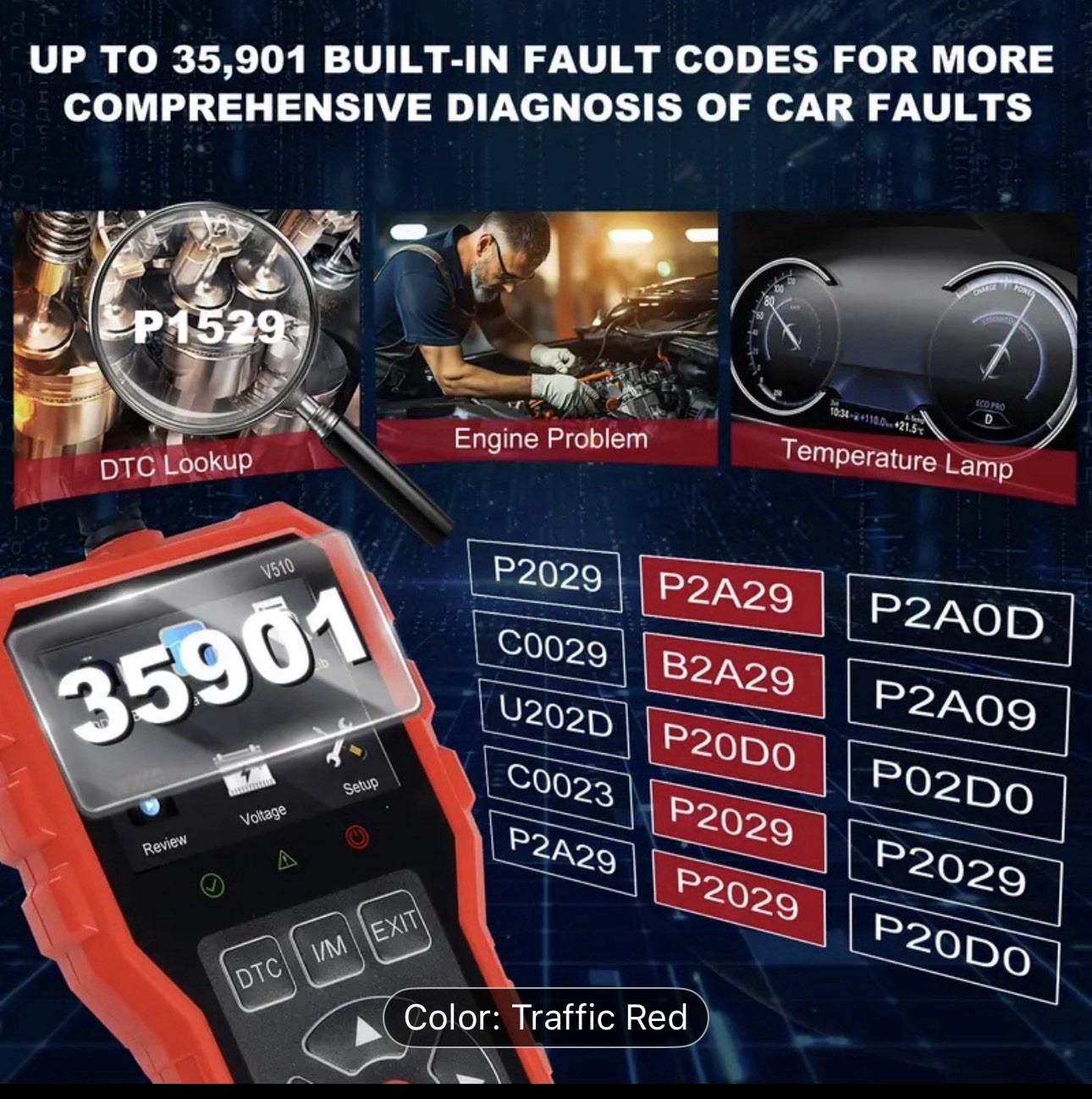 OBD2 Scanner Diagnostic Tool. New 2025! Available In Red. All Makes All Models.