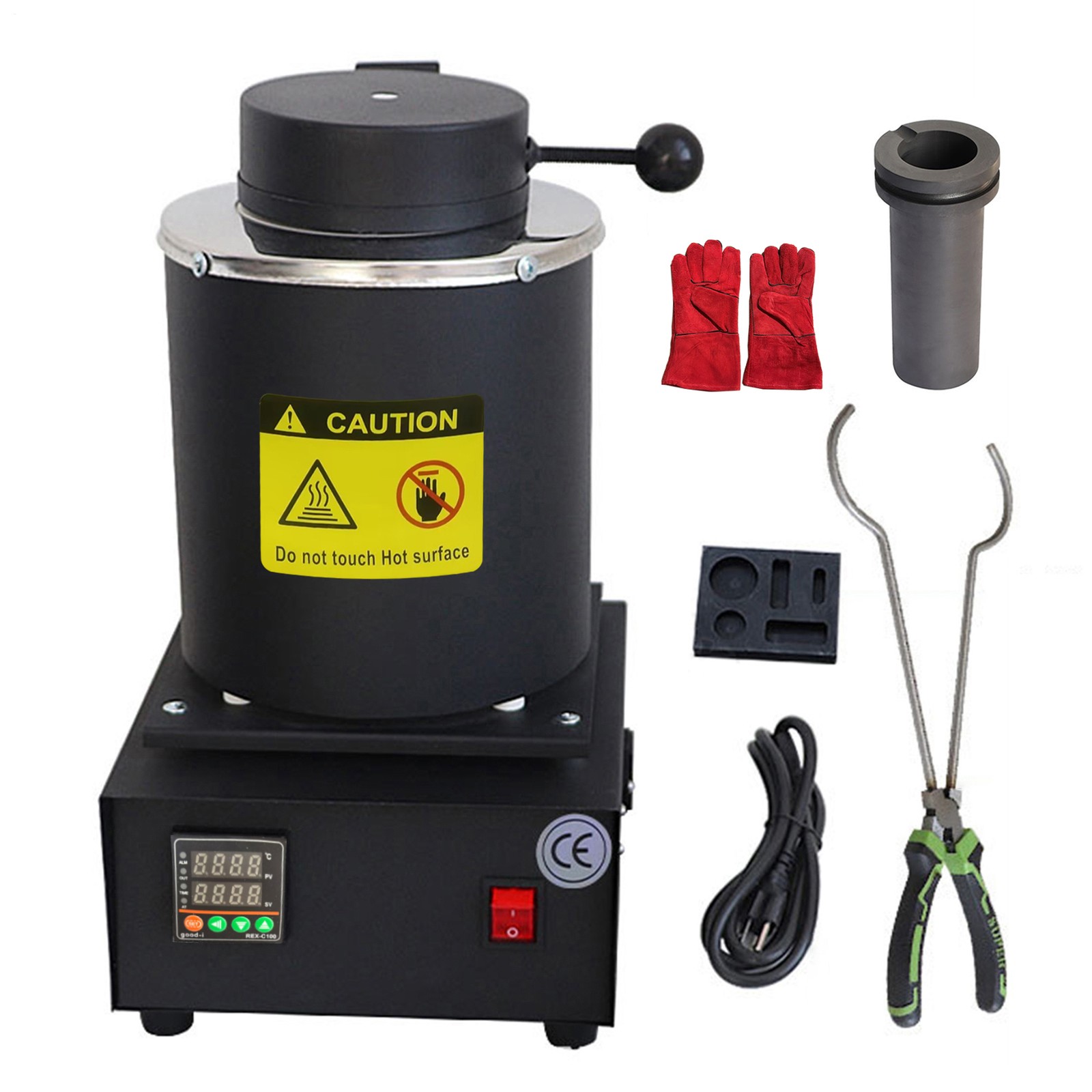 1500W 3KG Digital Black Melting Furnace Kit 2100°F with Graphite Crucible 110V