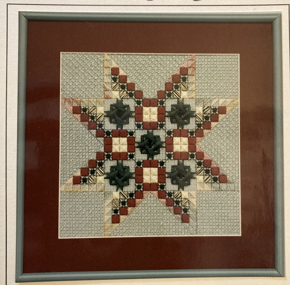 Vtg Rare Rainbow Gallery California Star Quilt Patch 1996 Needlepoint pattern