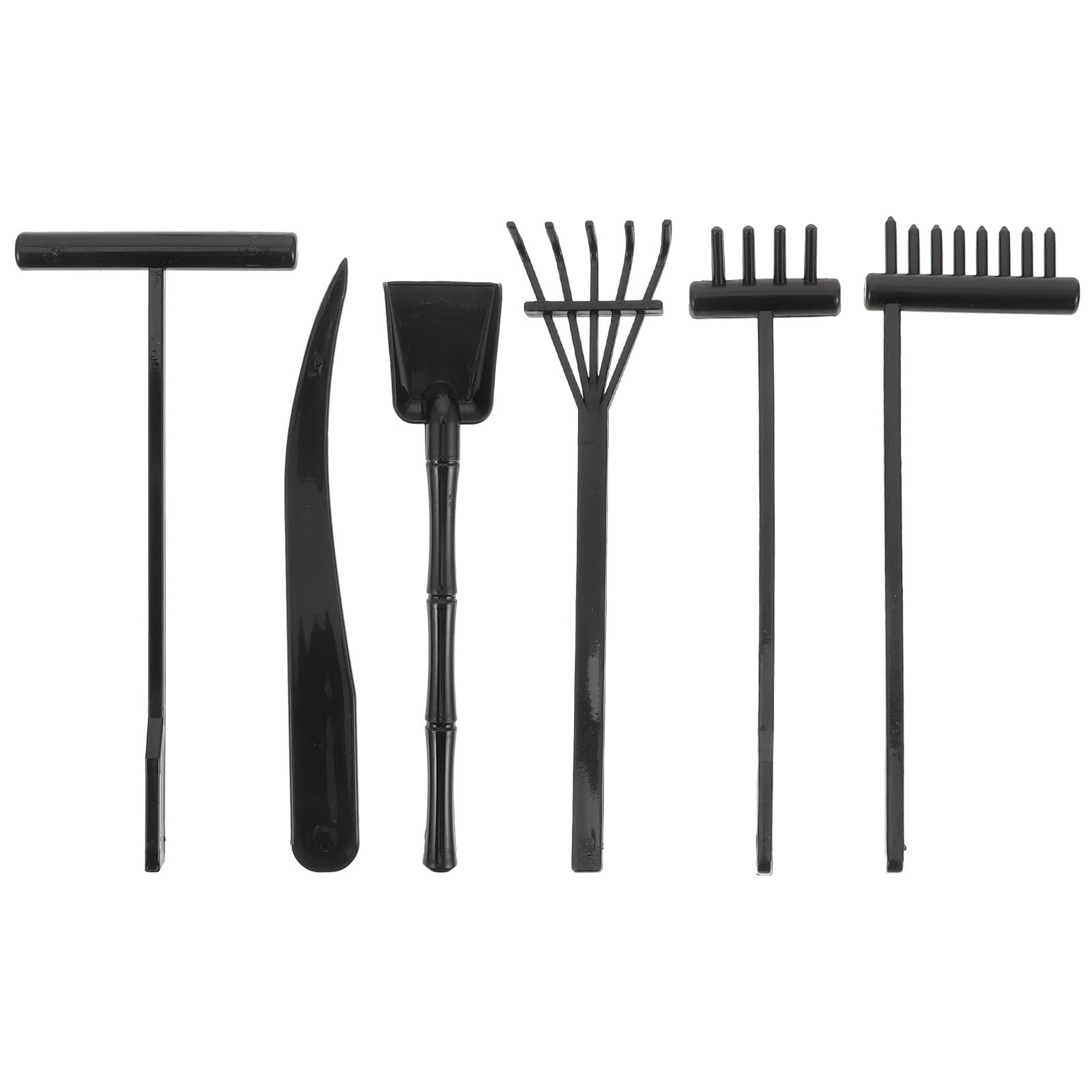 6pcs Mini Zen Garden Kit Black Rake Meditation Sand Zen Garden Tools Accessor...