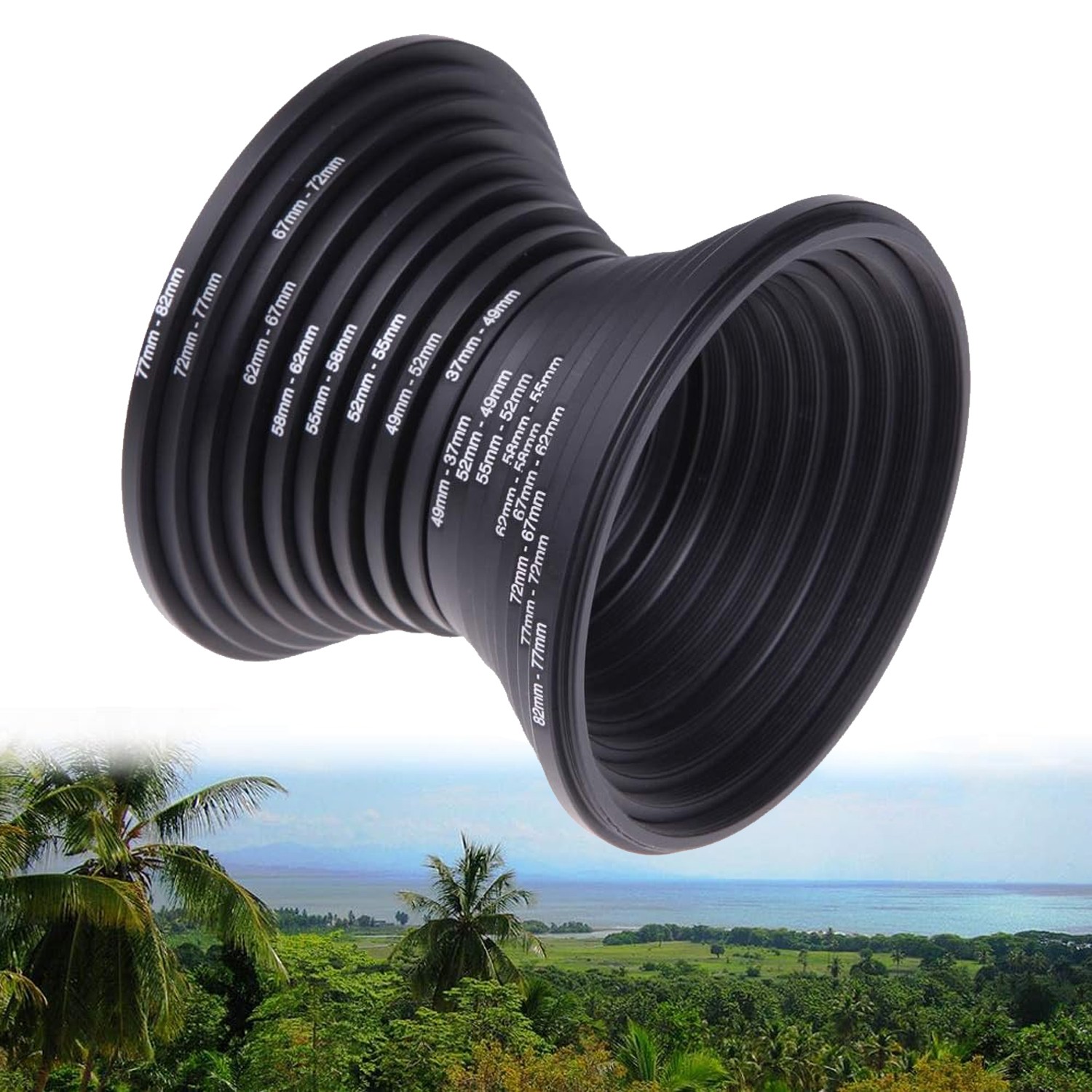 18 x Metal Step Up & Down Ring Camera Lens Filter Adapter Aluminum Black