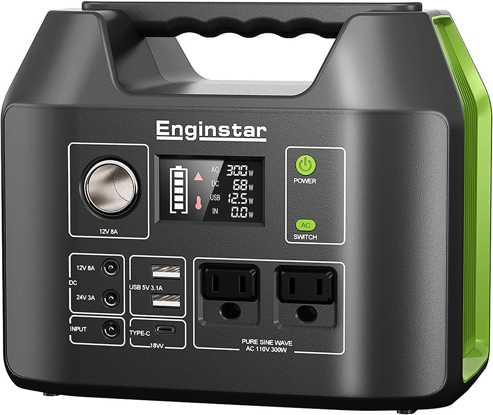 EnginStar Solar Generator, 300W Portable Power Station, 296Wh Lithium Battery...