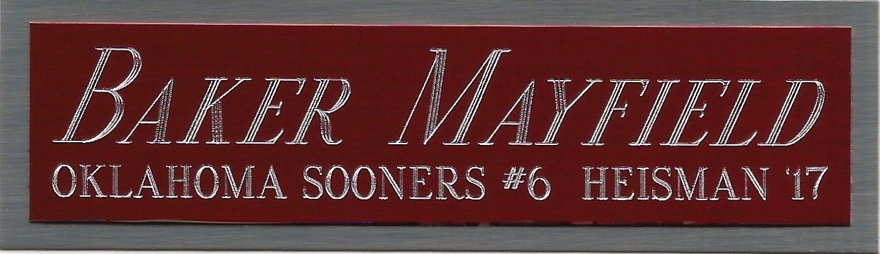 BAKER MAYFIELD OU SOONERS HEISMAN NAMEPLATE AUTOGRAPHED Signed Football JERSEY