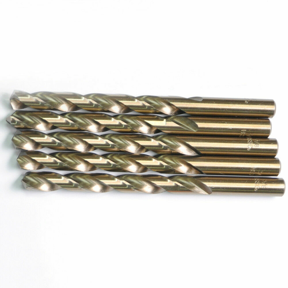 Drillforce 10PCS 1/2" Cobalt Drill Bit Set HSS M35 Metal Bits 3/8" Reduced Shank