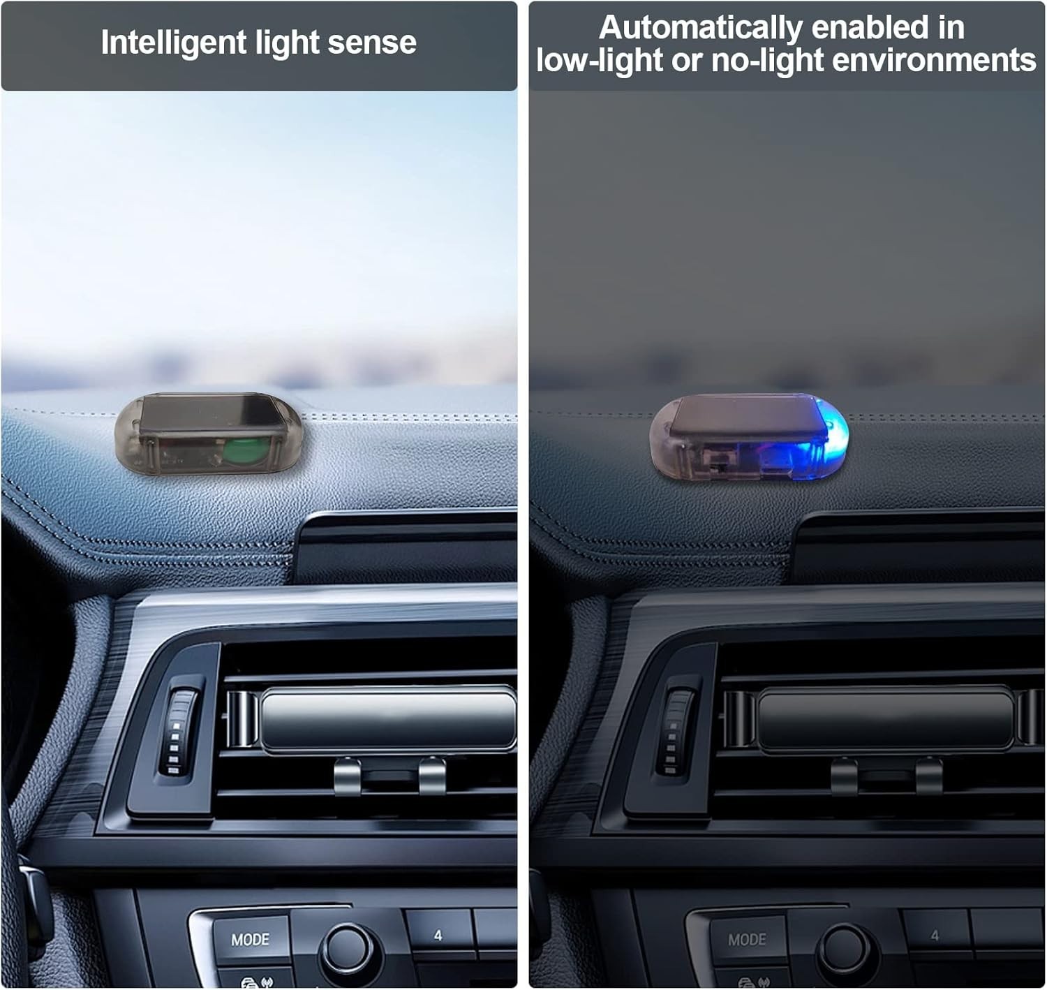 Solar-Powered Anti-Theft LED Light for Enhanced Car Security | Blue