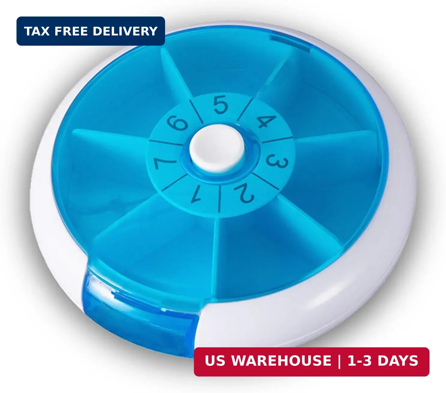 Weekly Medicine Pill Organizer - 7 Day Round Pill Box with Rotary Design, Daily