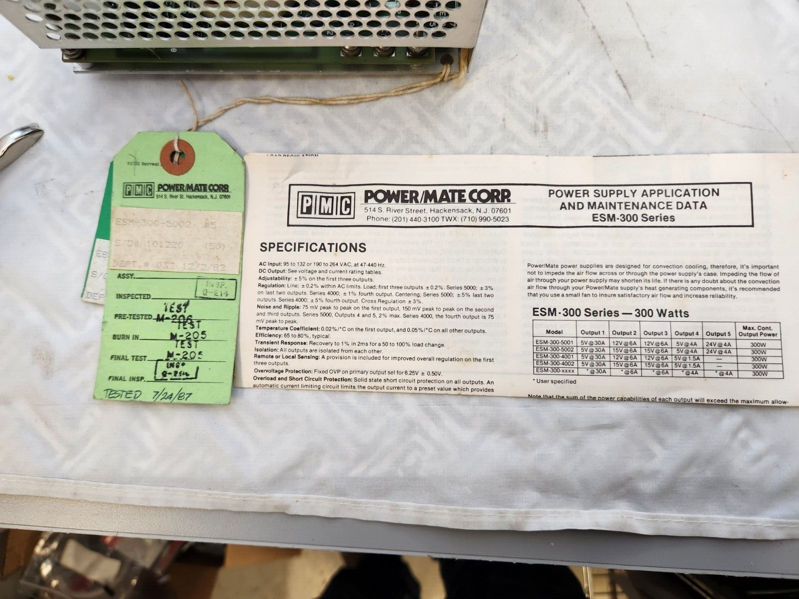 Power/Mate Corp. ESM-300-5002 Switching Regulated Power Supply