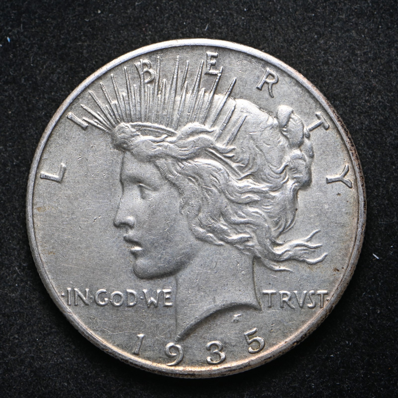 1935-S Peace Silver Dollar AU Cleaned (cn17299)