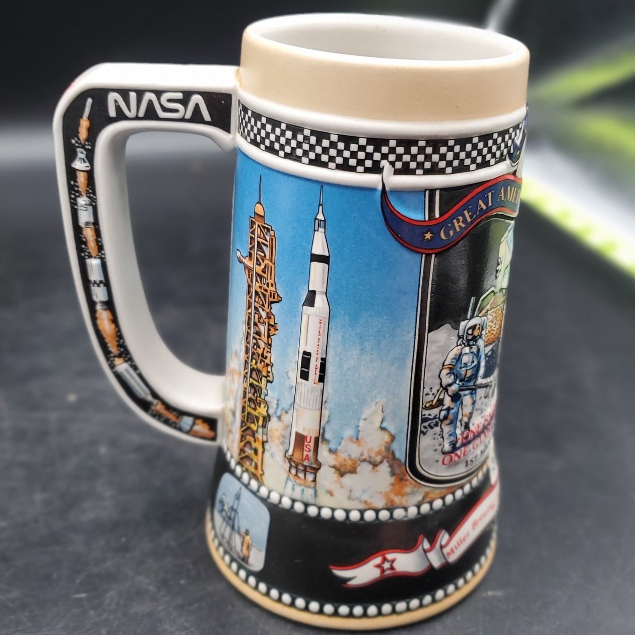 NASA Great American Achievements Ceramic Beer Stein Brazil Space Shuttle Apollo