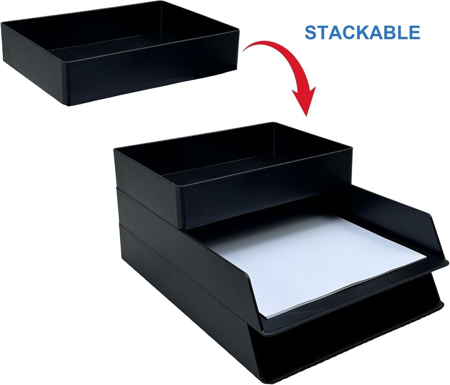 Rectangular Plastic Desk Organizer with Storage Trays, Accessory Tray for Off...