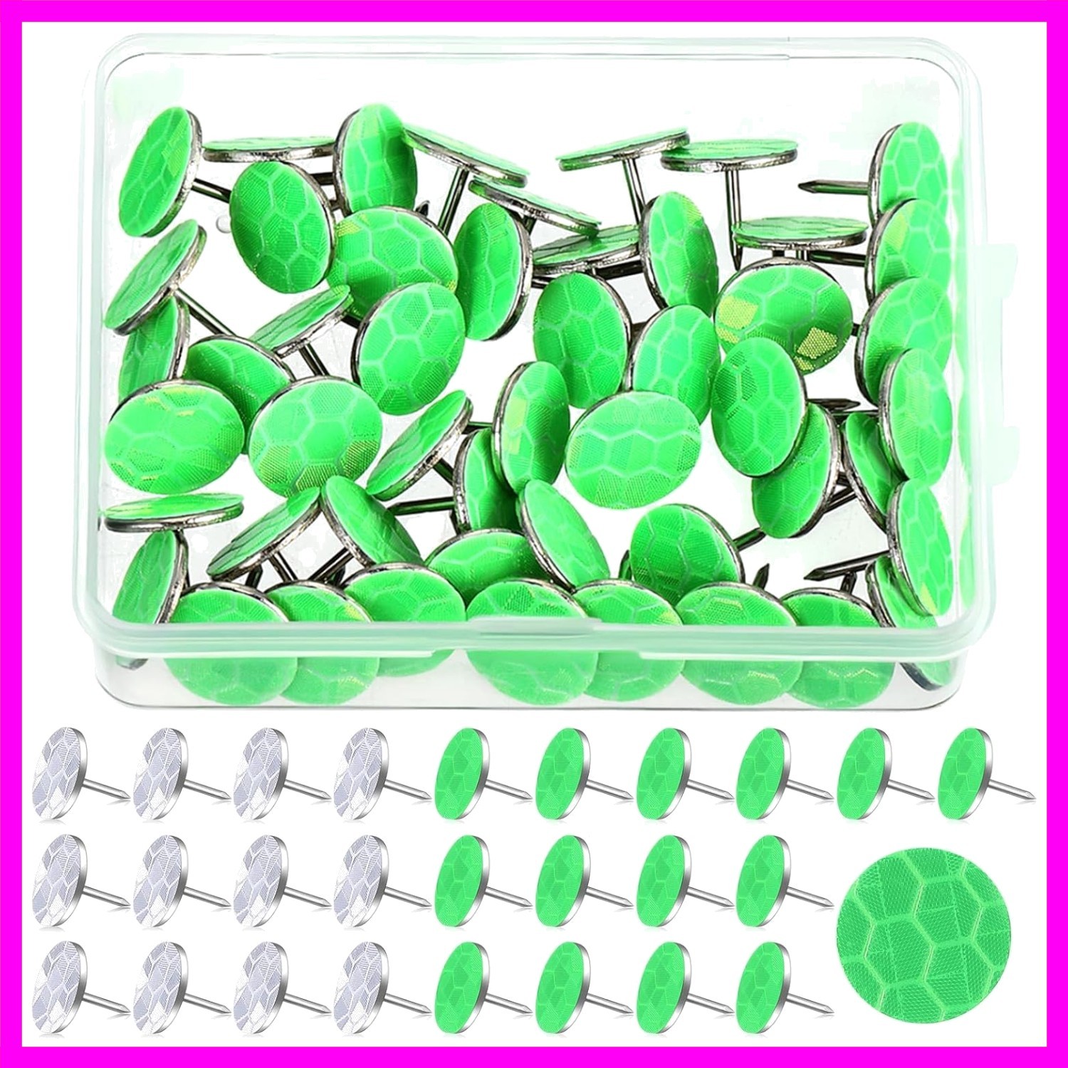 50 Reflective Tacks Trail Marking Tacks Glow Reflective Mark Trail Markers Th...