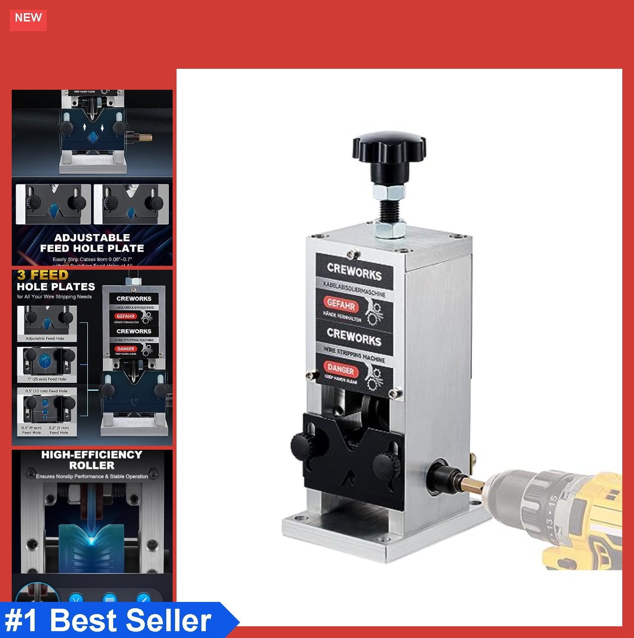 Manual Wire Stripper Machine 0.06 1 Inch 1.5 to 25mm Drill Powered Cable