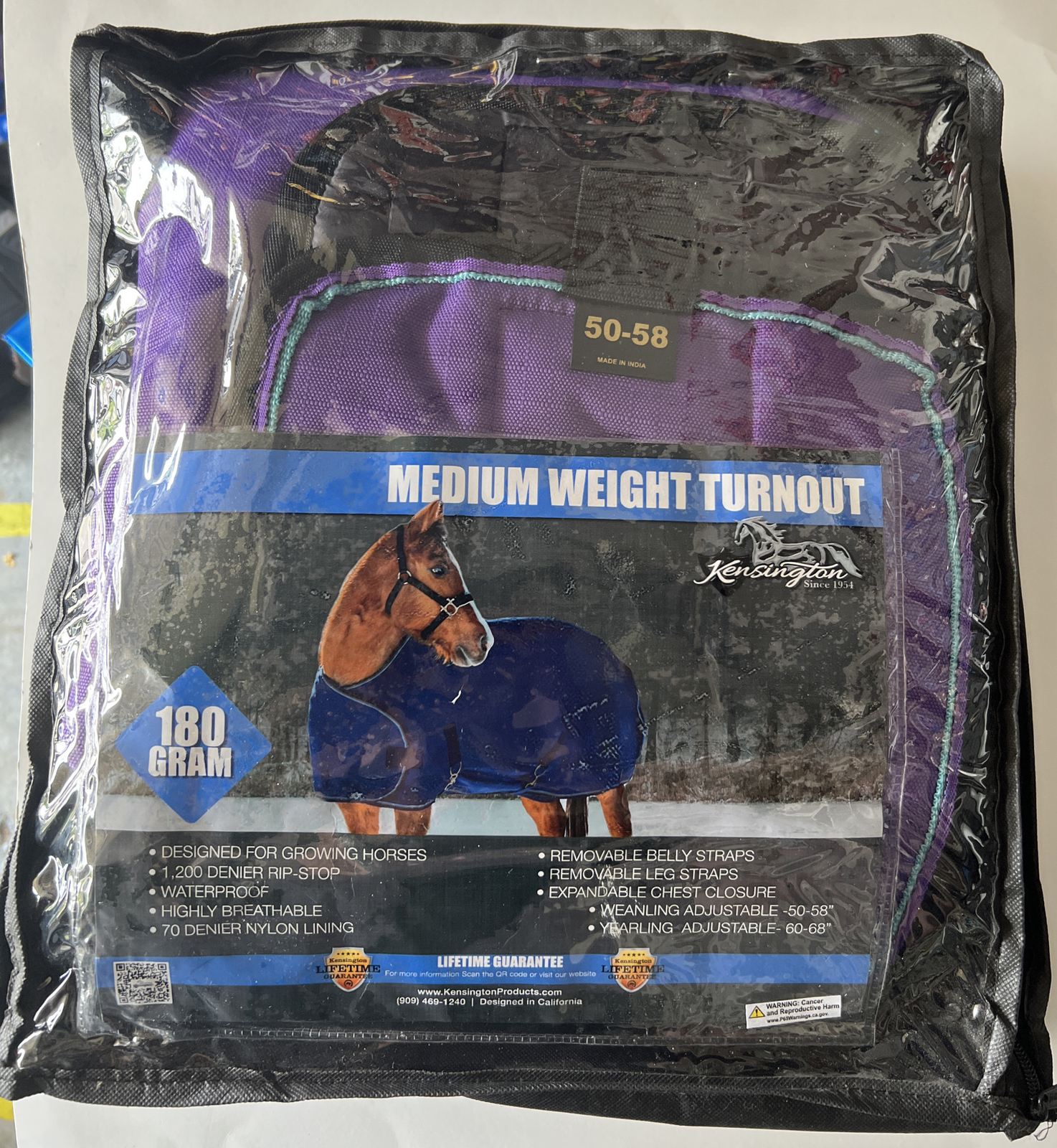NEW Kensington Signature Medium Weight Turnout Blanket 180 Gram Weanling 50"-58"