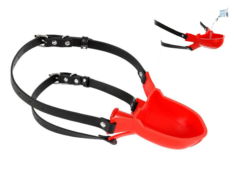 TPE Oral Enema Plug Bondage Head Harness Toilet Funnel Open Mouth Gag Mask Hood