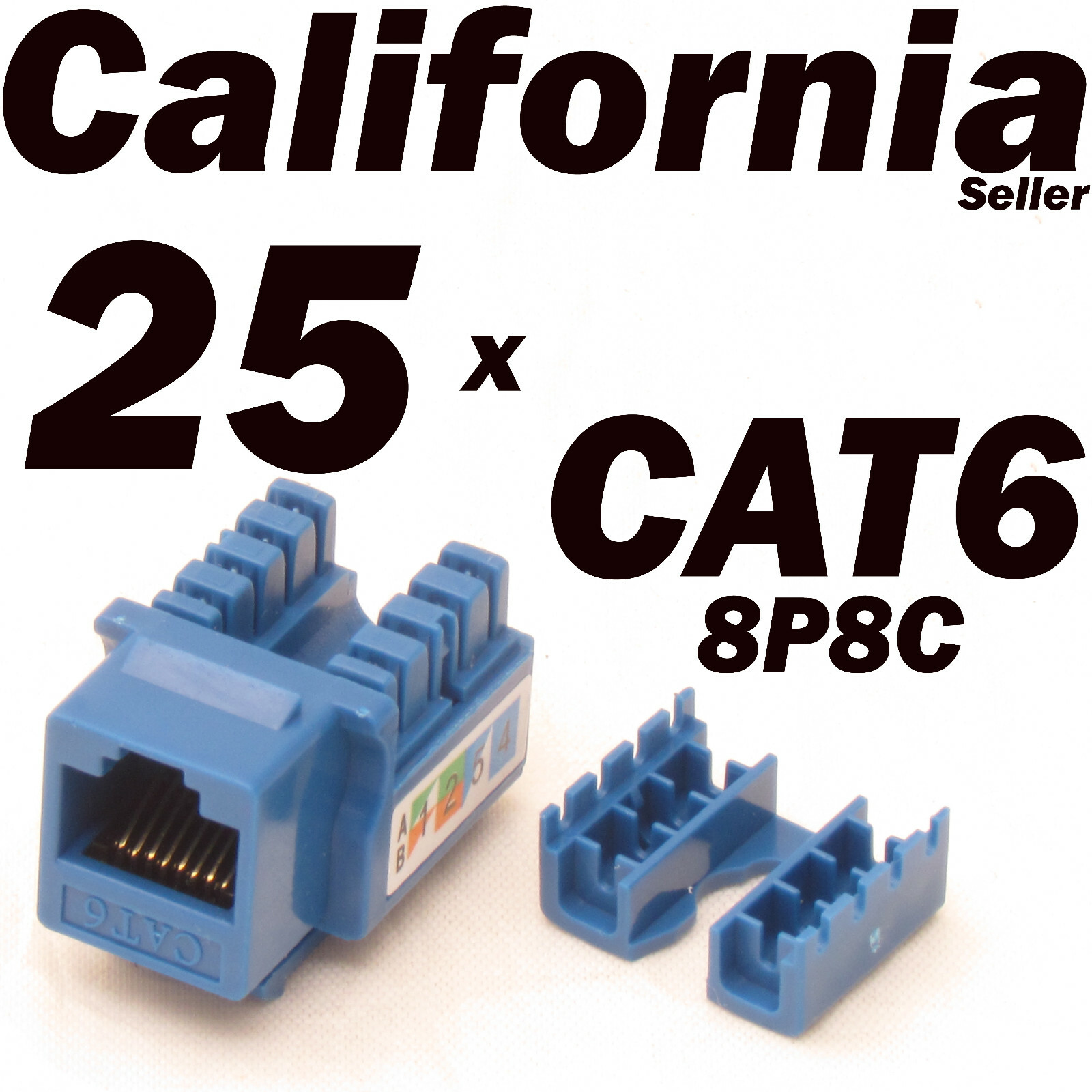 25 X Pcs lot Blue Keystone Jack CAT6 Network Ethernet 110 Punch Down 8P8C RJ45
