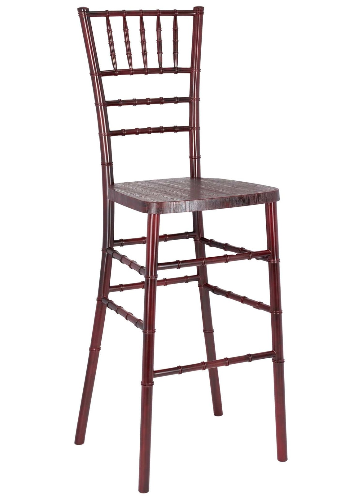 Mahogany WoodGrain™ Resin Steel Skeleton™ Chiavari Barstool by Chivari