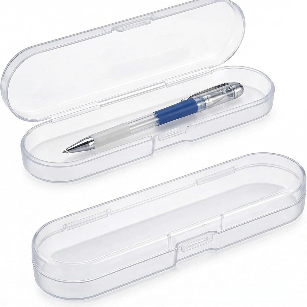 Stackable Clear Plastic Organizer for Pens Art Supplies 2 Pack Compact 17x7x3cm