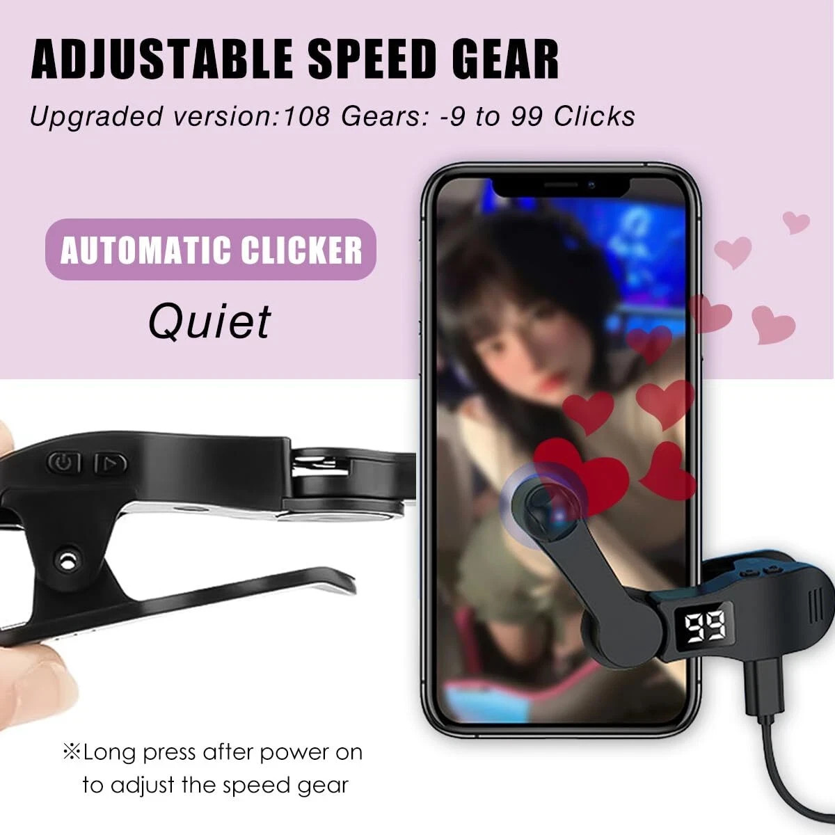 Rechargeable Automatic Clicker for Phone, Auto Screen Clicker Screen Device Gift