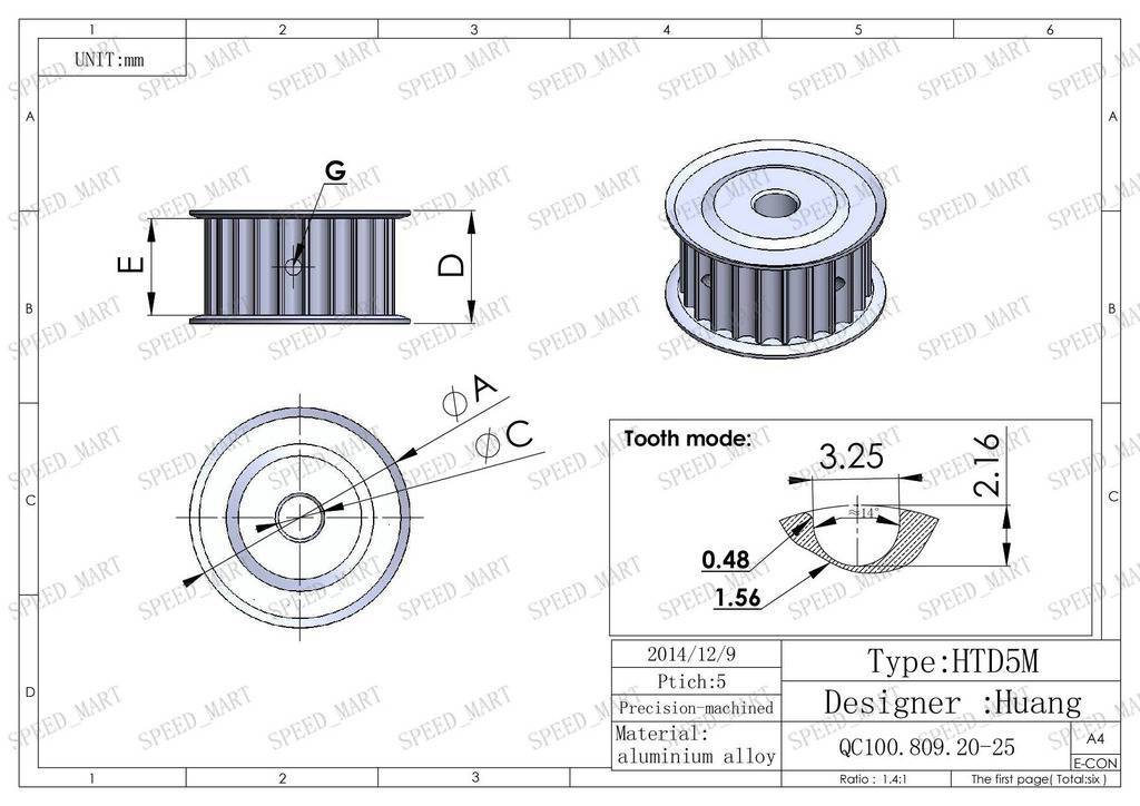 2pcs HTD5M Timing Pulley 19 Teeth 6mm Bore 11mm Teeth Width For Stepper Motor AF