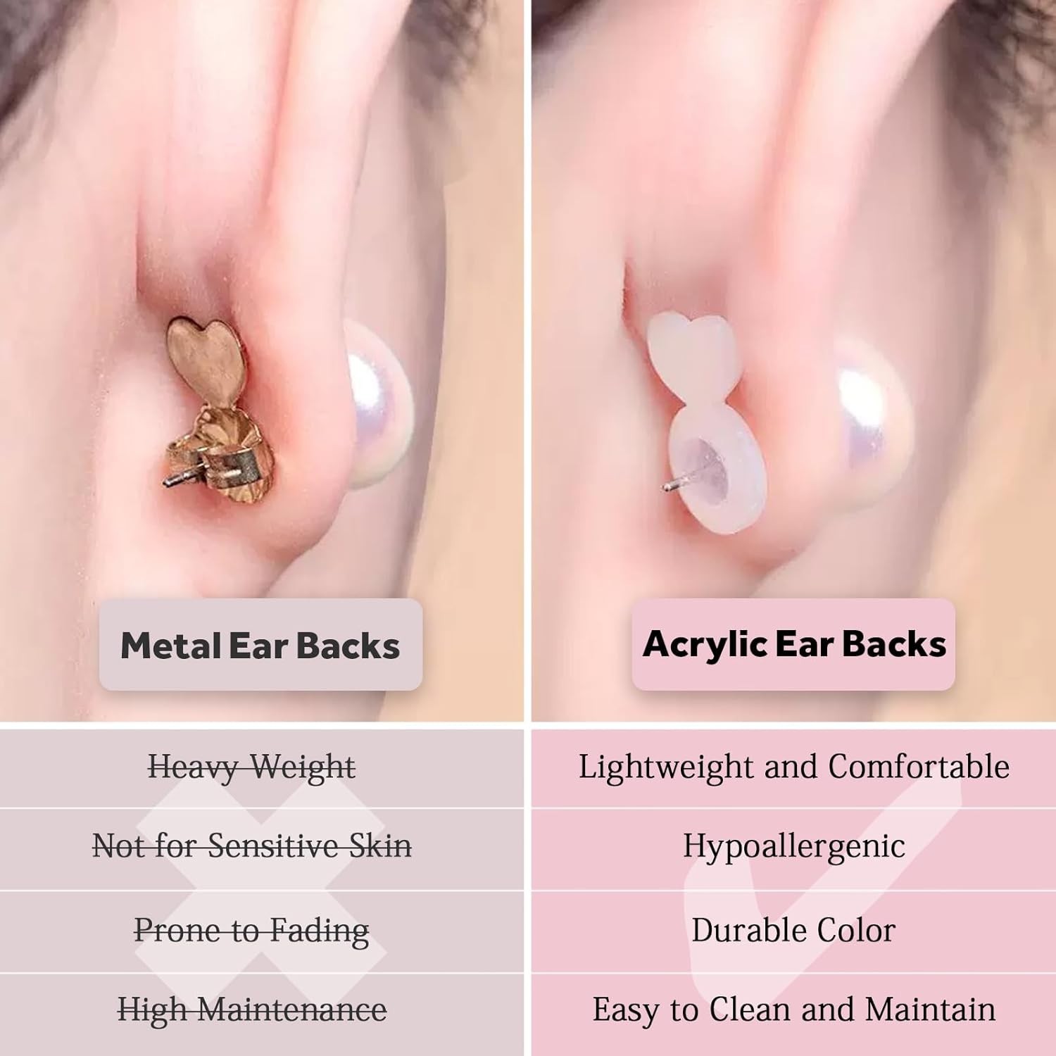 Clear Silicone Earring Backs for Heavy Earring Support Backs, (32PCS - Love)