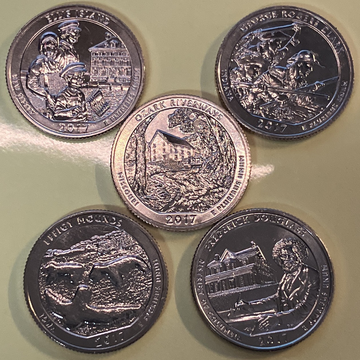 2017 S BU Washington Quarters all 5 coins.