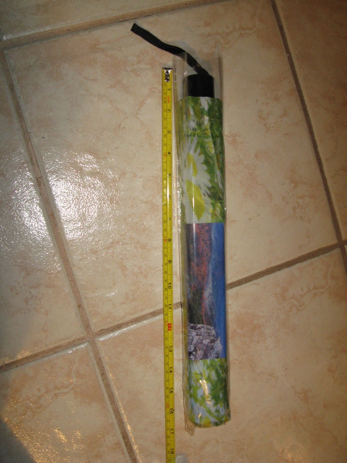 NEW Nature Conservancy Umbrella Daisy Flower Field Push Button Blue Green