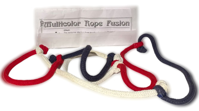 MULTICOLOR ROPE FUSION Magic Trick 3 Pieces Stretch Into Jumbo Loop Ring Knots