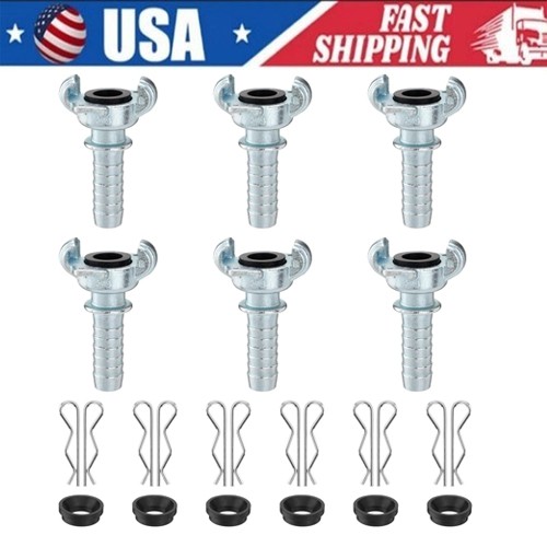 6 PCS 3/4" NPT Iron Air Hose Fitting Universal Coupling For Hose End