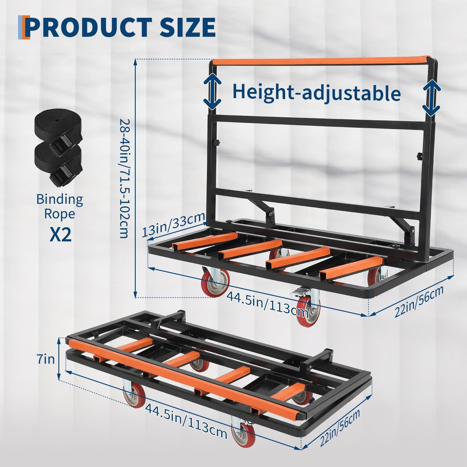 Folding Drywall Cart Dolly, 2000Lbs Capacity Panel Truck Cart w/ Swivel Casters