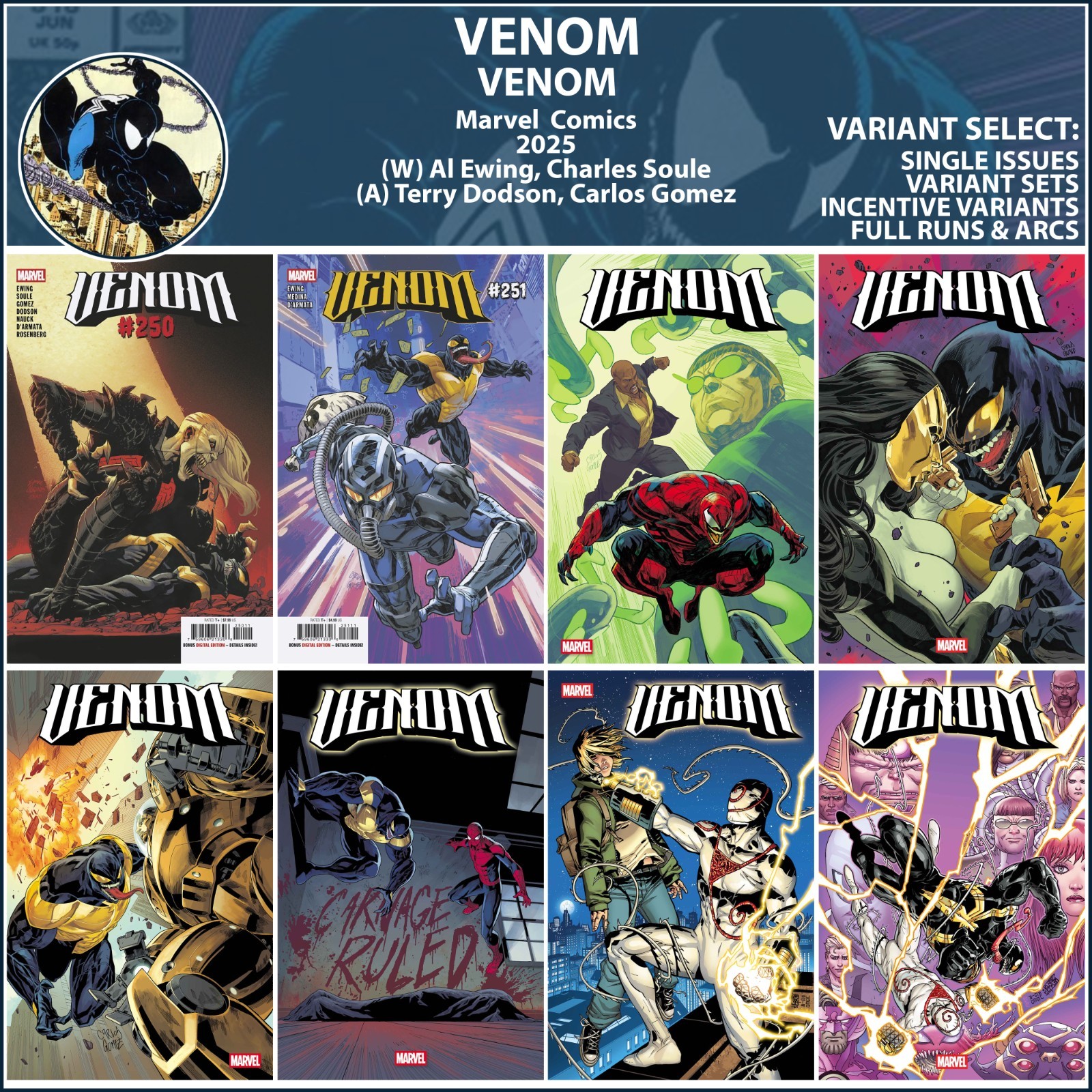 Venom (2025) #250 251 252 253 254 255 256 257 Marvel Comics COVER SELECT