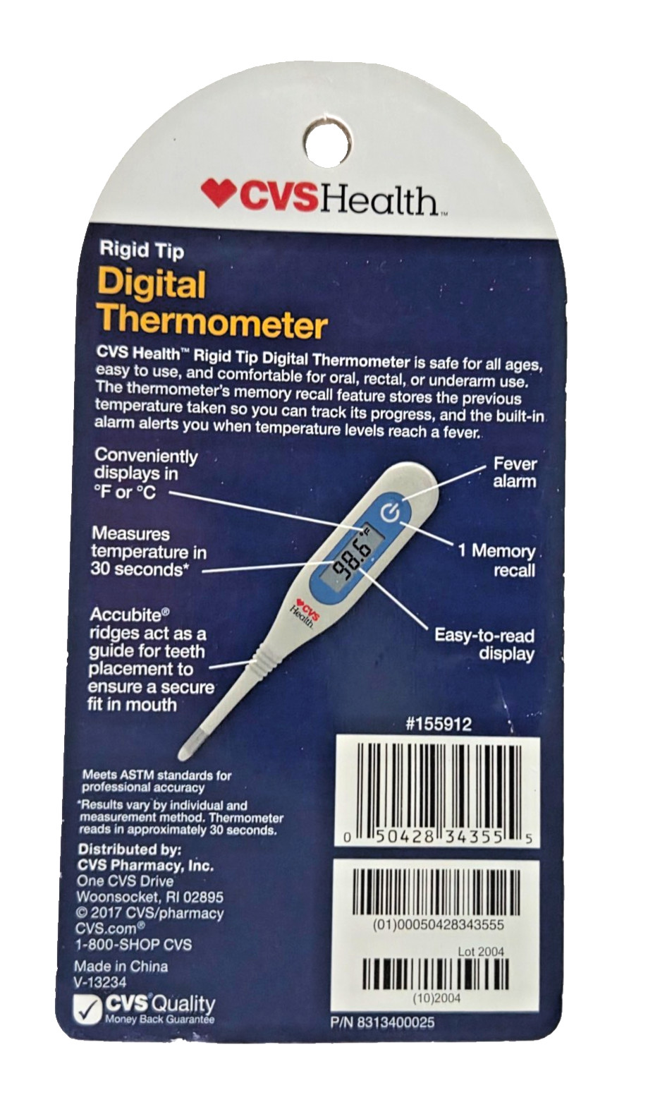 CVS Health Rigid Tip Digital Display Thermometer 30 Second