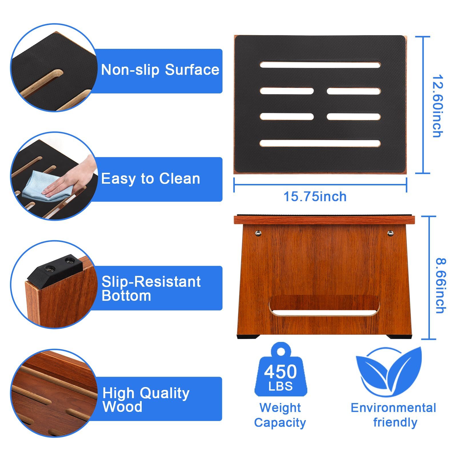 One Step Stool for Adults Seniors with Non-Slip Rubber Stepping Feet Heavy Du...