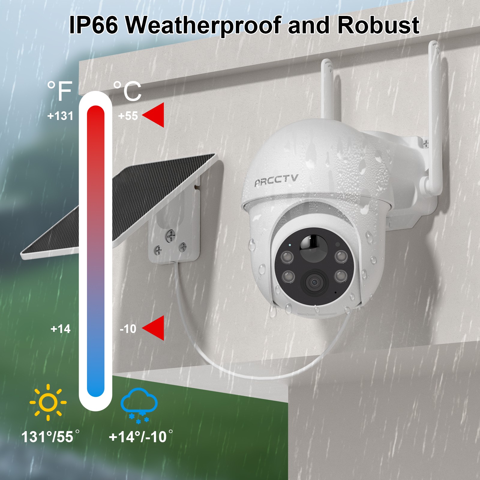 ARCCTV Solar Battery Security Camera System Outdoor Wireless Pan/Tilt WIFI Home