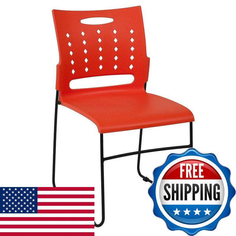 Flash Furniture Hercules Series 881 Lb. Capacity Orange Sled Base Stack Chair