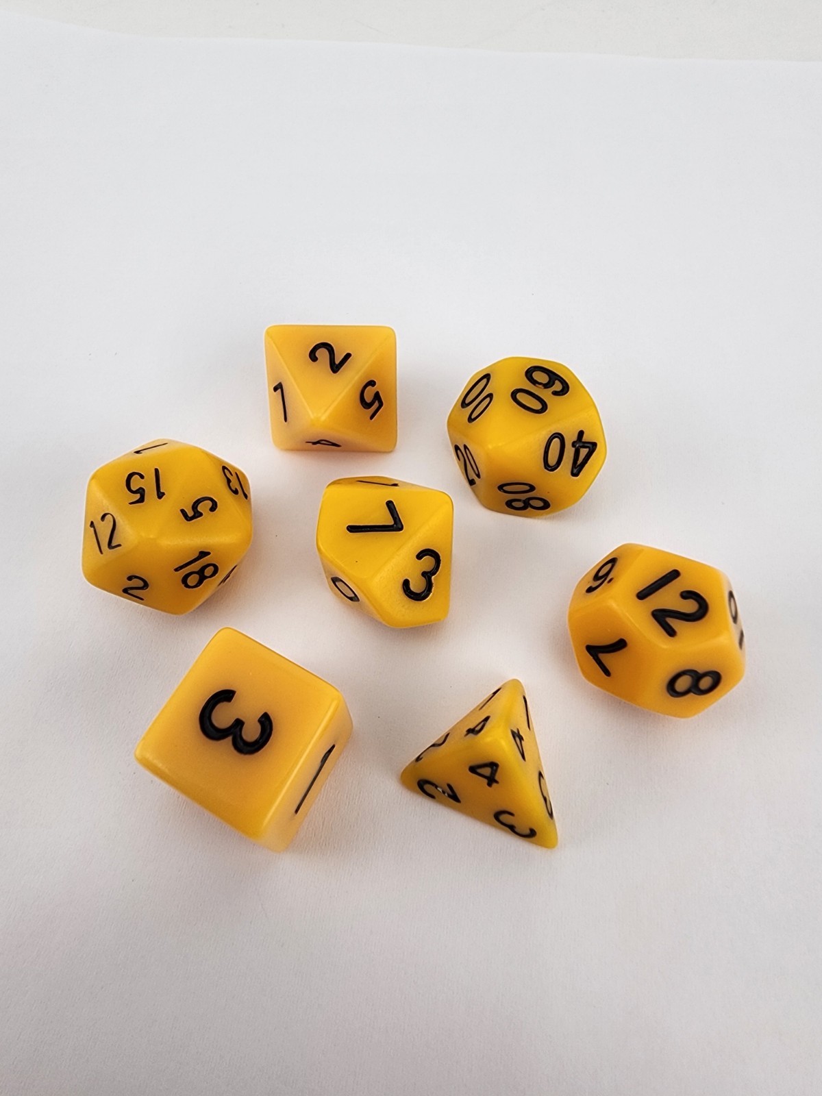 High-Vis Yellow 7 Dice Set Poly RPG DnD Dungeons Dragons D&D Pathfinder d20