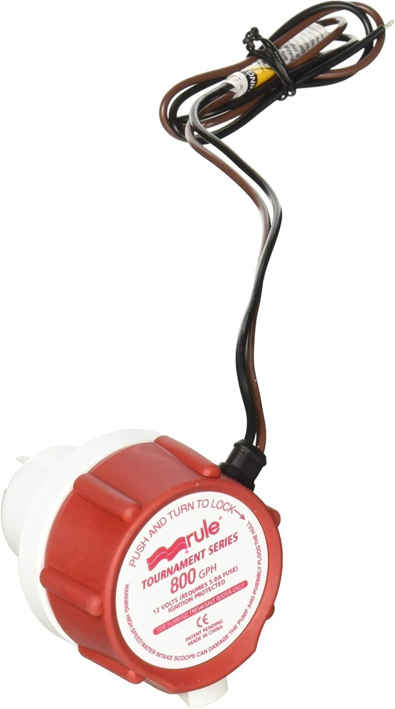 Rule 46DR Replacement Motor800 GPH Livewell/Baitwell Pump 12V Water-Cooled Motor