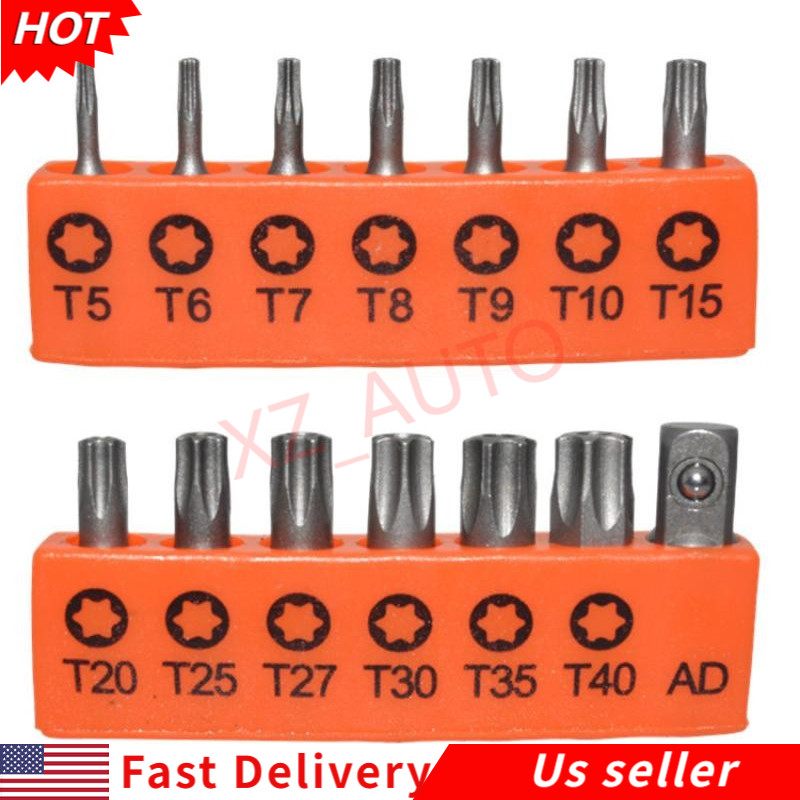 14x Torx Hex Bit Set Security Tamper Proof Torx Star Resistant S2 Steel T5-T40