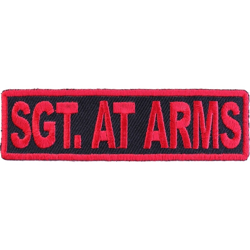 Embroidered Patch (Iron-On), Club Position, Sgt At Arms (Red/Black), 3.5" x 1"