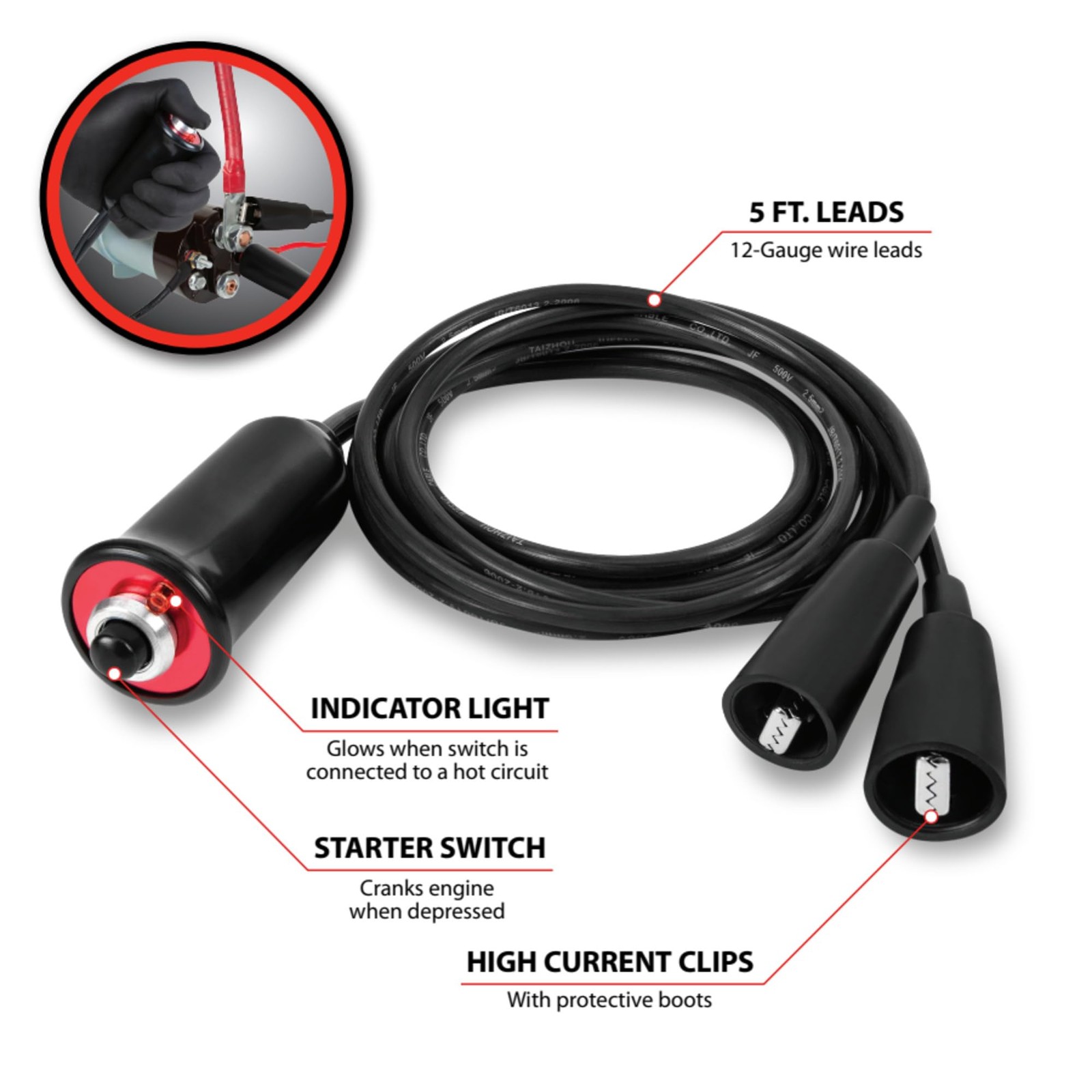 Heavy Duty Remote Car Starter with Push-Button & 5-ft Leads