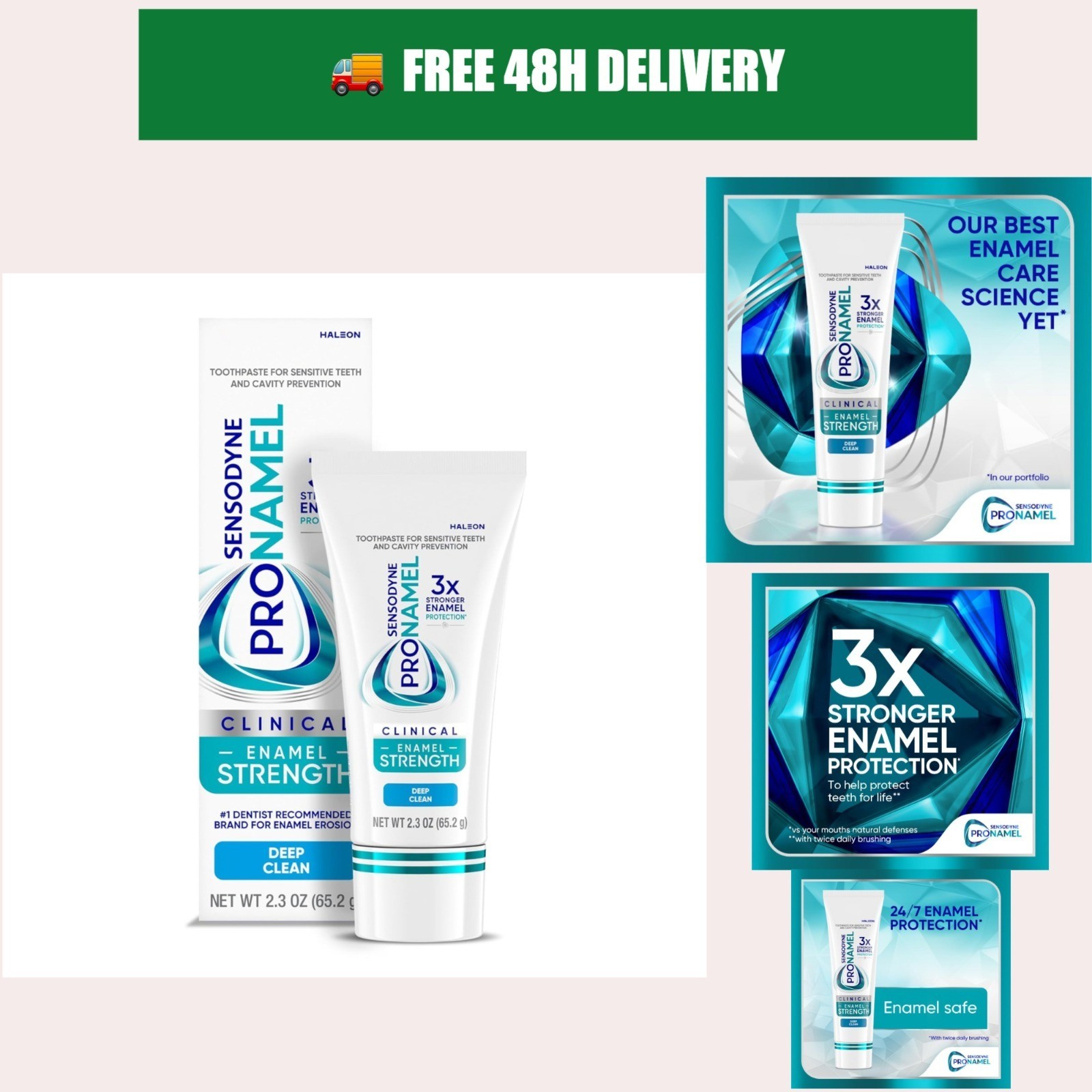 Sensodyne Pronamel Clinical Enamel Strength Toothpaste, Deep Clean, 2.3 oz