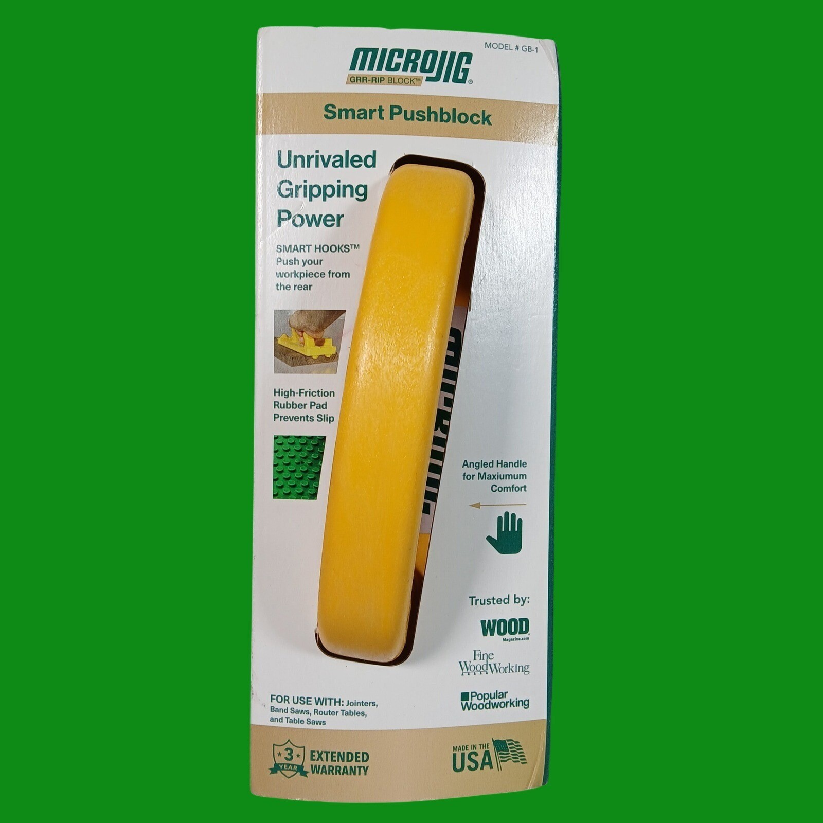 Microjig GRR-RIP BLOCK Smart Pushblock Yellow Plastic Woodworking