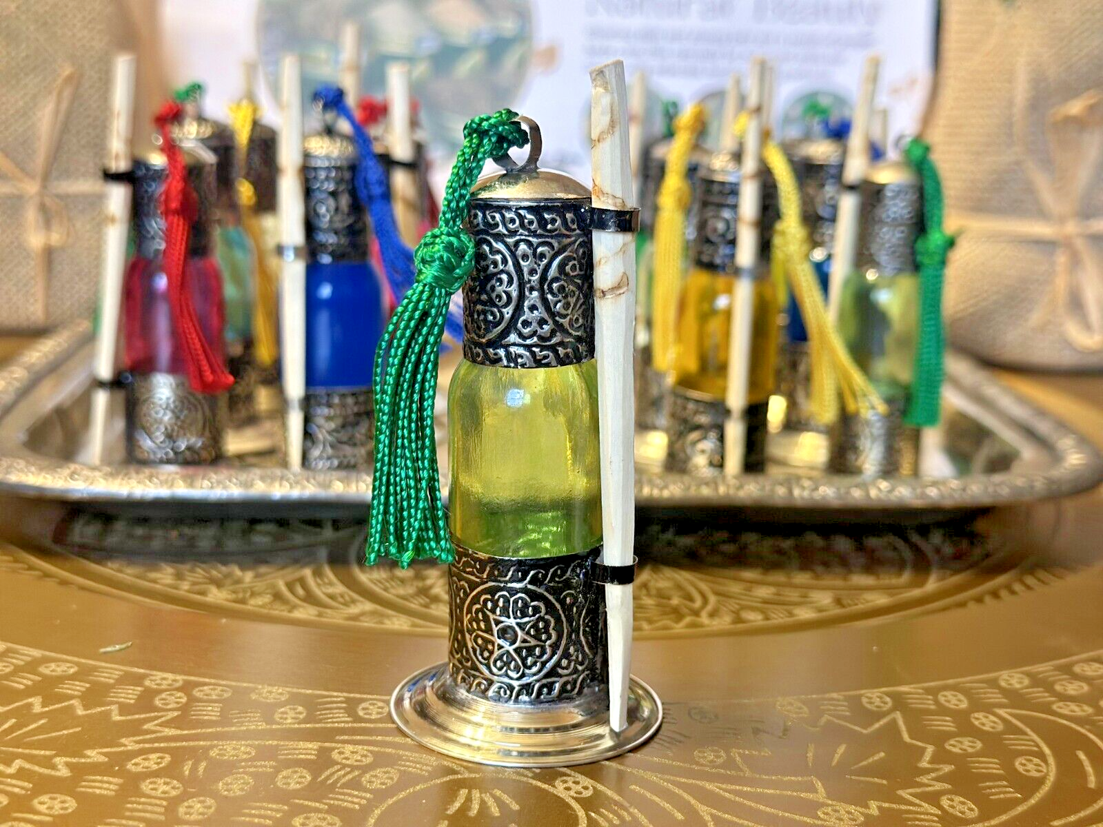 Handcrafted Moroccan Kohl Glass Metal Container