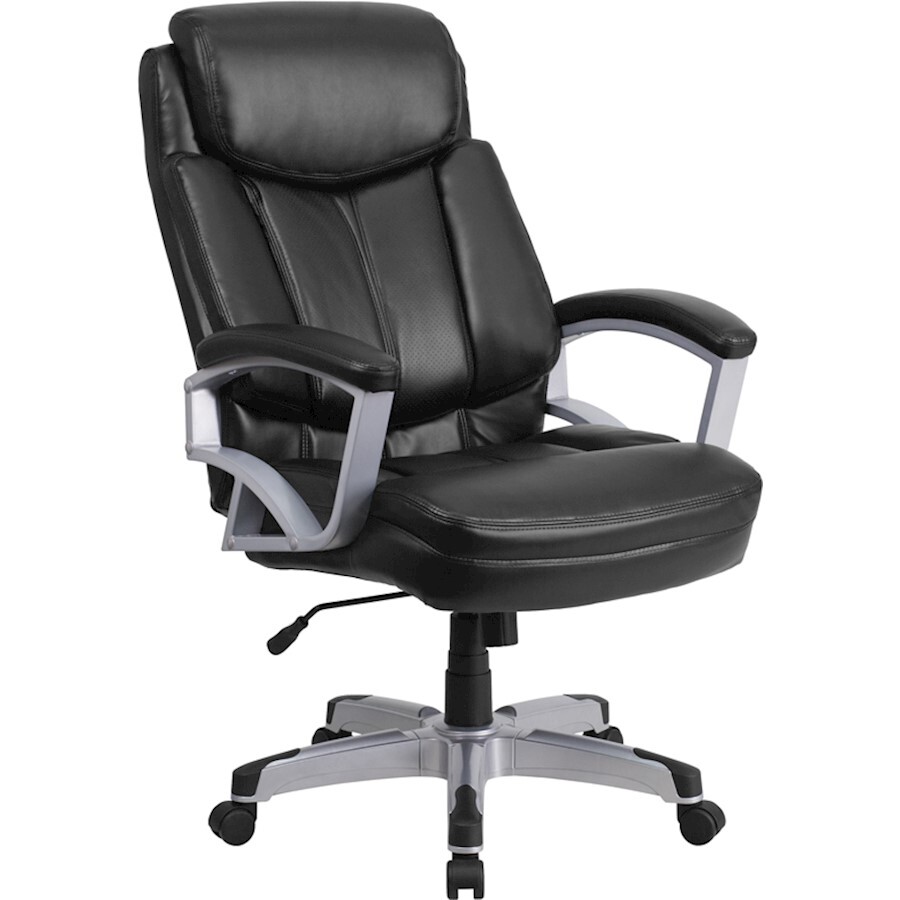 Flash Hercules Office Chair w/Arms, Black Leathersoft - GO-1850-1-LEA-GG