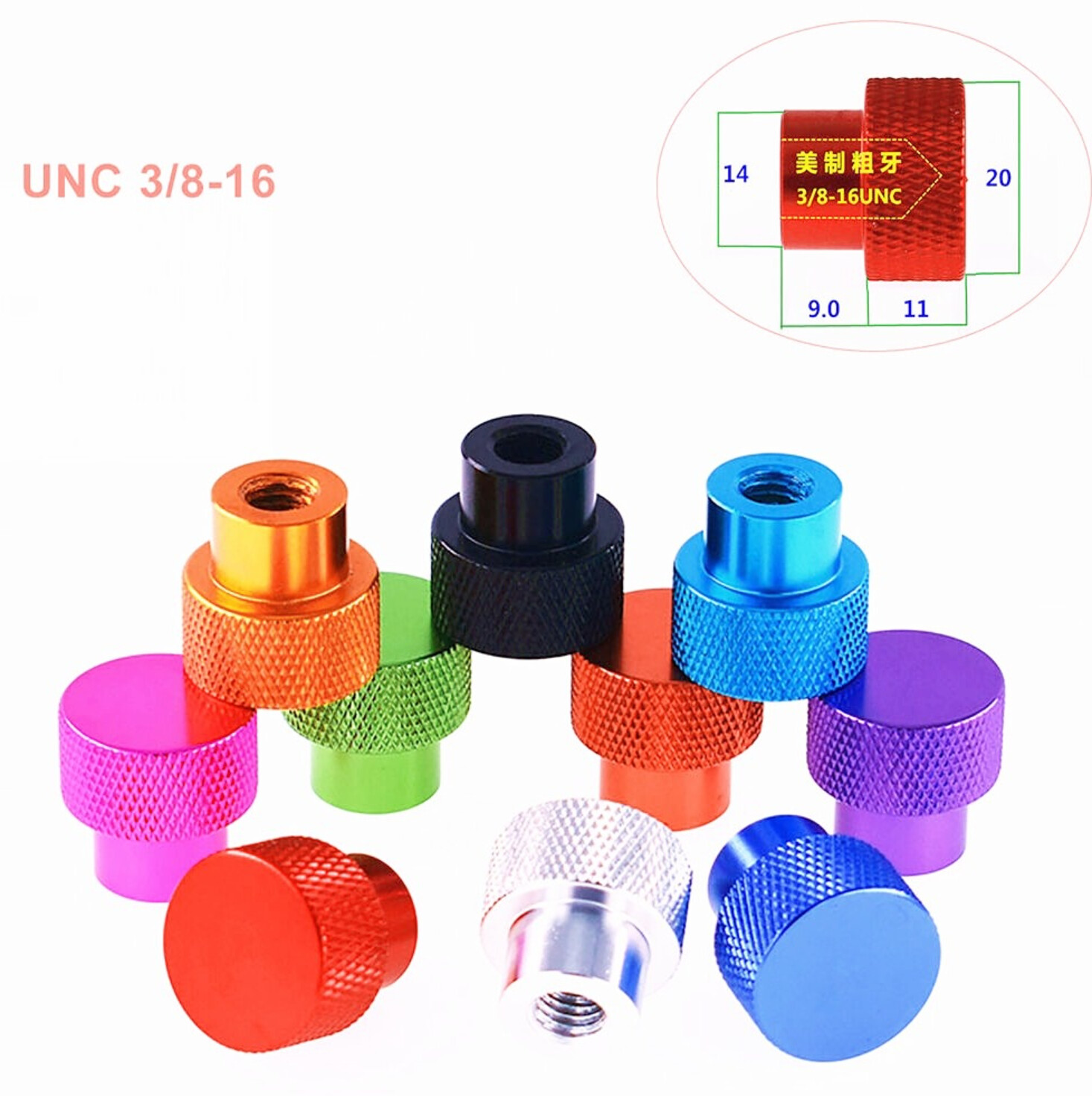 UNC 3/8-16 Aluminium Alloy Knurled Thumb Nuts Blind Hole Hand Grip Nut