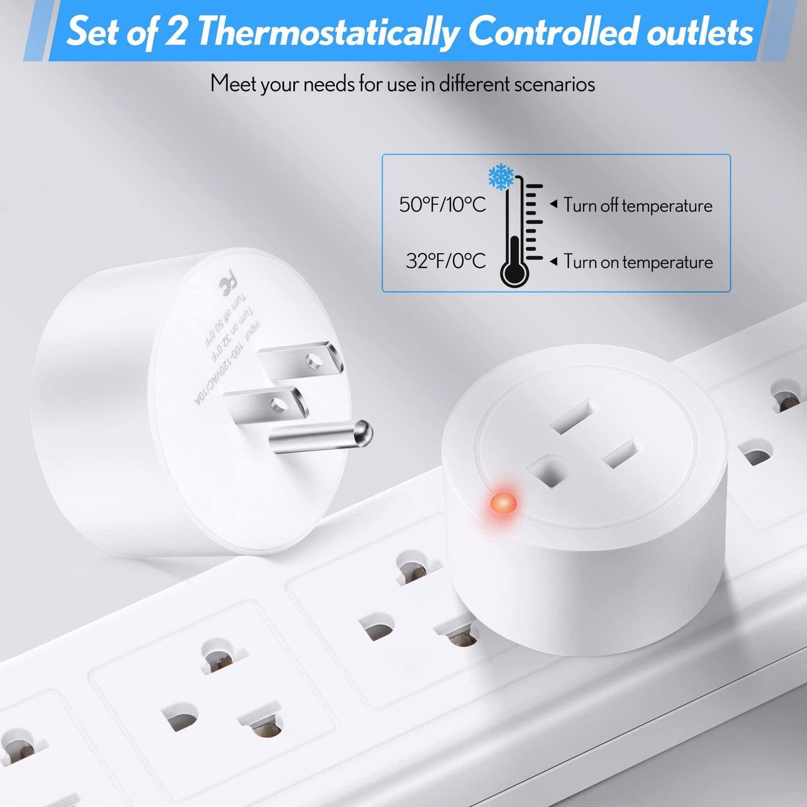 2 Pieces Thermostatically Controlled Outlet, On at 32°F/Off at 50 °F Thermost...
