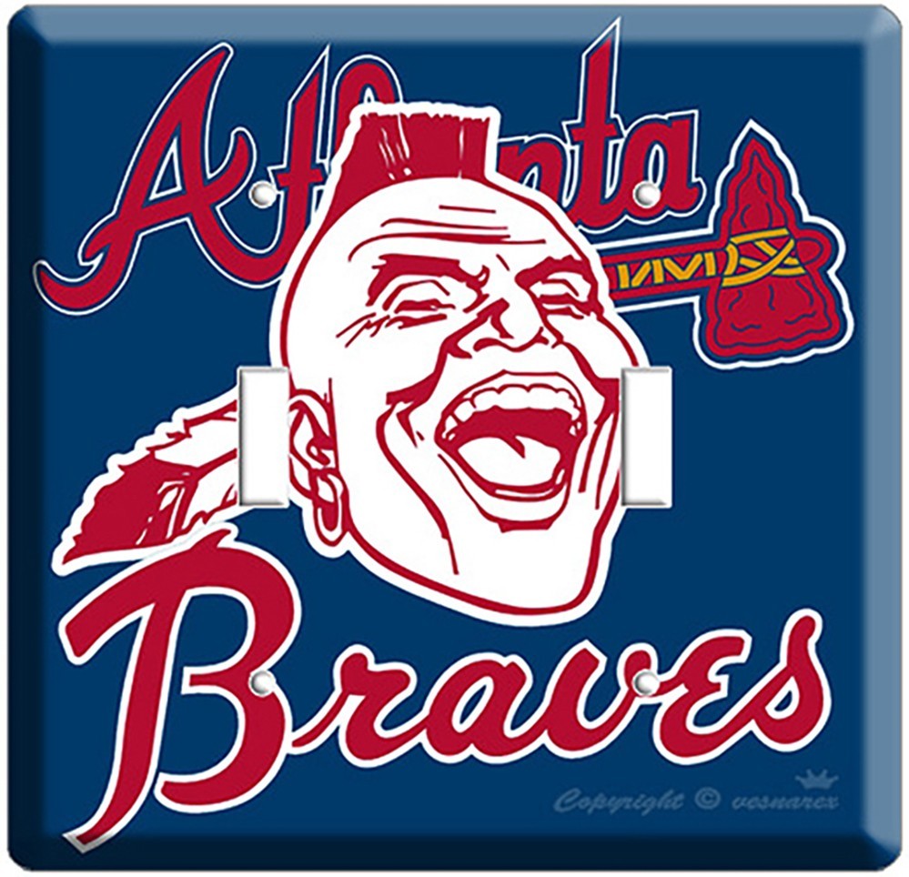 ATLANTA BRAVES BASEBALL TEAM LIGHT SWITCH PLATE GAME TV ROOM MAN CAVE SPORTS ART