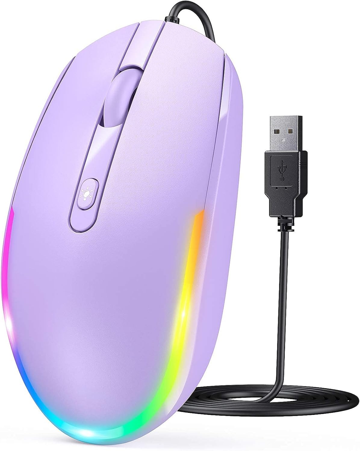 Seenda Wired Mouse - USB Computer with RGB Backlit Optical LED, Purple