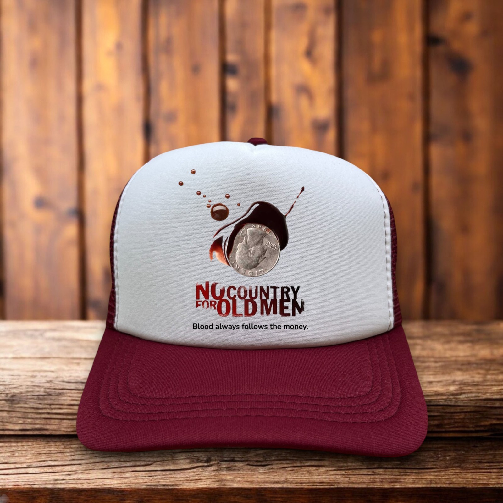 No Country For Old Men Trucker Hat Maroon Coen Brothers 2000s Cult Crime